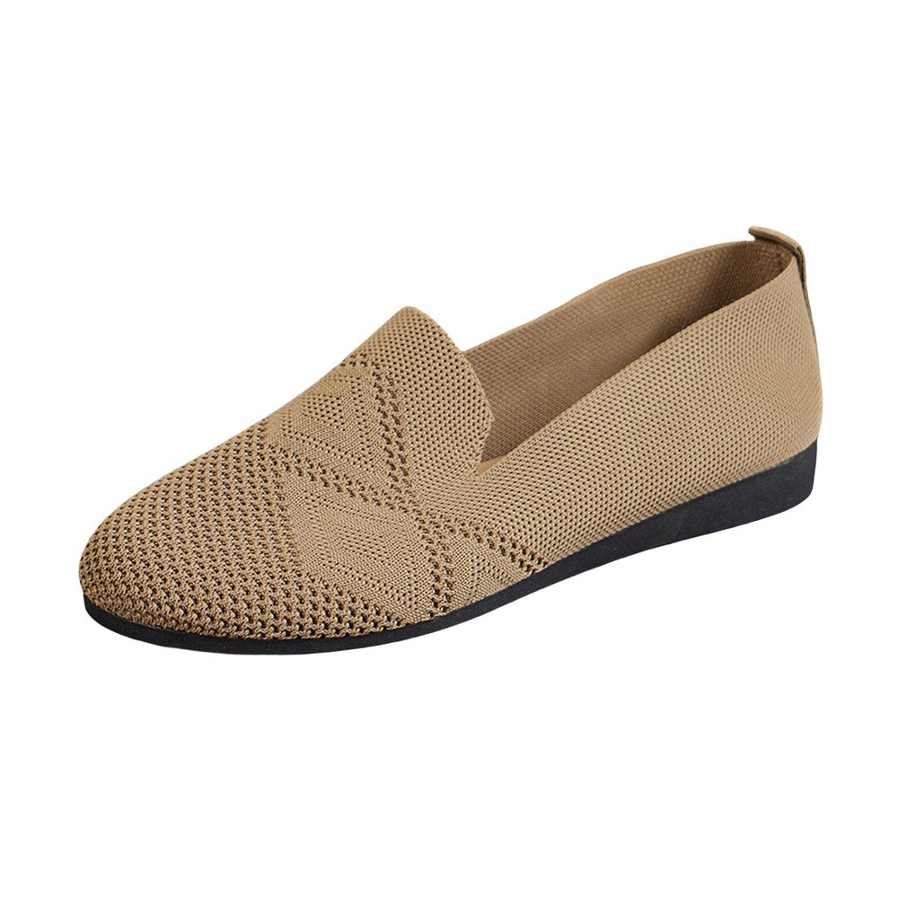CsgrFagr Ladies Fashion Solid Color Breathable Mesh Round Toe Flat Sole Casual Shoes Man's Shoes Casual (Brown, 8)