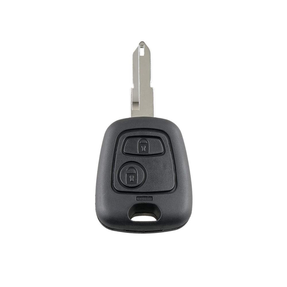 Unifizz Remote Uncut Insert Key Fob Shell Case Replacement Black 2 Buttons for Peugeot 106 206 306 307 405