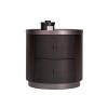 JITEM Modern Nightstand Luxury Round Bedside Table W/ 2 Drawer & Leather Handle Wooden End Side Table Italian Style Bedside Cabinet for Office view 1