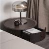 JITEM Modern Nightstand Luxury Round Bedside Table W/ 2 Drawer & Leather Handle Wooden End Side Table Italian Style Bedside Cabinet for Office view 2