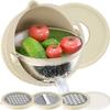 4-1 Colander with Bowl Set - Rotatable Strainers for Kitchen, Food Strainers and Colanders, Funny Presents for Women, Fruit Cleaner, Veggie Wash, Aesthetic Kitchen Gadget Essentials - Beige view 1