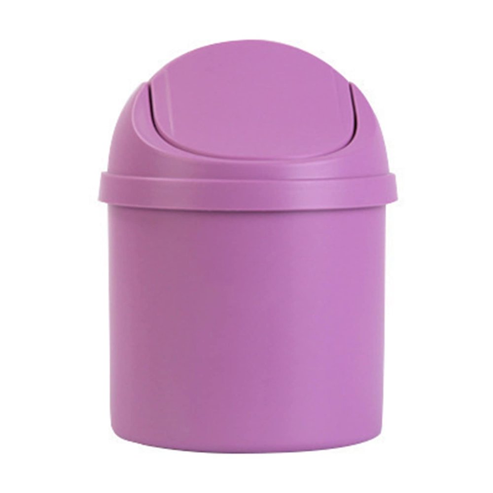 Desktop Trash Can, PP Countertop Trash Can with Intimate Lid, Mini Tabletop Garbage Can, Compact Waterbasket for Home Kitchen Desk Bedroom Vanity Living Room Coffee Table(Purple)