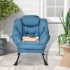 KOMFOTT Modern Accent Chair Set of 2, Soft Upholstered Lazy Sofa with Side Pocket & Armrests, Single Sofa Armchair, Leisure Sofa Chair for Living Room, Bedroom, Navy view 4