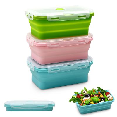 Alimat PluS 16.9oz Small Silicone Food Storage Containers with Lids, 3 Pack Set 500ml Collapsible Meal Prep Lunch Containers, Microwave, Freezer and Dishwasher Safe