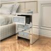 POCHY Beautiful Nightstand Nightstand Crystal Diamond Mirror Bedside Table with 3 Drawers Bedside Cabinet Simple Silver Bedroom Bedside Dresser Save Space view 2