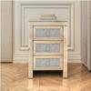 POCHY Beautiful Nightstand Nightstand Crystal Diamond Mirror Bedside Table with 3 Drawers Bedside Cabinet Simple Silver Bedroom Bedside Dresser Save Space view 4