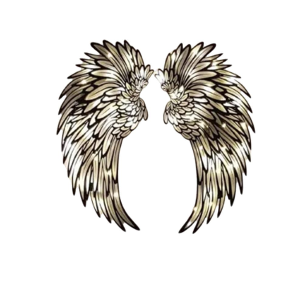 LED Metal Wall Decor - Lighted Angel Wings Sculpture for Indoor Outdoor Use - Glowing Wall Hanging for Living Room or Bedroom