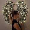LED Metal Wall Decor - Lighted Angel Wings Sculpture for Indoor Outdoor Use - Glowing Wall Hanging for Living Room or Bedroom view 3