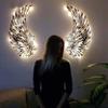 LED Metal Wall Decor - Lighted Angel Wings Sculpture for Indoor Outdoor Use - Glowing Wall Hanging for Living Room or Bedroom view 4