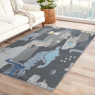 ZDABAOEC Kids Dino Rug, 6x9 Rug, Cute Dinosaur Area Rugs for Boys Bedroom & Room Decor, Nursery Playroom Classroom Patterned Large Rug, Washable Non Slip Indoor Floor Carpet