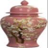 BTURYT Vases Ceramic Ginger Jar with Lid, Chinoiserie Decorative Porcelain Jars for Home, Pink Flower Vase, Glossy Vase for Table, Living Room, Mantle Fireplace, Centerpiec view 1