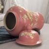 BTURYT Vases Ceramic Ginger Jar with Lid, Chinoiserie Decorative Porcelain Jars for Home, Pink Flower Vase, Glossy Vase for Table, Living Room, Mantle Fireplace, Centerpiec view 3