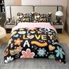 100% Cotton Groovy Flower Comforter Cover Twin for Kids,Cartoon Rainbow Stars Daisy Peace Sign Bedding Set Cute Room Decor for Teen Girls,Hippie Aesthetic Funny Duvet Cover Y2K Decor Bedspread Cover view 1