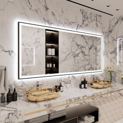 88x38 Large Light Bathroom Mirror - Backlit and Front Lighted LED Wall-Mounted Vanity Mirror Modern Rectangle Black Mirror, Dimmable, Anti-Fog, Memory, Shatterproof, ETL Listed (Horizontal/Vertical)