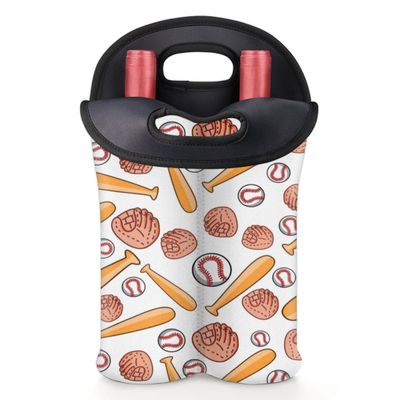 Baseball Wine Lover Hostess Gifts for Women & Men Sports Neoprene Wine Bags 2 Bottle Wine Carrier Tote for Party Travel Picnic