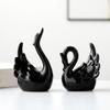2pcs Ceramic Swan Statue Couple Swan Table Sculpture Elegant Swan Figurine Porcelain Swan Figure Desktop Swan Ornament for Home Living Room Decorations Black view 3
