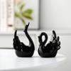 2pcs Ceramic Swan Statue Couple Swan Table Sculpture Elegant Swan Figurine Porcelain Swan Figure Desktop Swan Ornament for Home Living Room Decorations Black view 4
