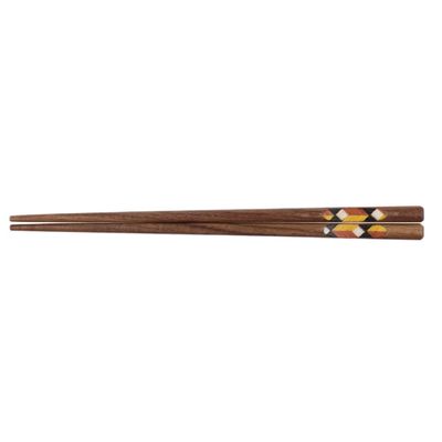 5paire Black Walnut Spoon Chopsticks Reusable Chinese Japanese Chopsticks Natural