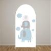 Aerdce Arch Backdrop Cover for Birthday Party Baby Shower Decoration Three Catoon Cute Elephants Arched Frame Fabric Cover Props view 2