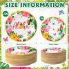 Dandat 192 Pcs Hawaiian Luau Party Decorations Supplies, Luau Tropical Birthday Party Disposable Plates Summer Boho Beach Holiday Party Paper Plates view 2
