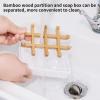 Bamboo Soap Dishes for Shower Wooden Soap Bar Holder for Bathroom Soap Tray Easy to Clean, Durable and with Non-Slip Pads(Single White Square) view 4