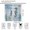 INSFBRB Sea Seahorse Curtains for Living Room, Retro Compass Wooden Nautical Coastal Ocean Seahorse Starfish Theme Rod Pocket Thermal Insulated,Window Drapes 84x84in view 2