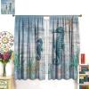INSFBRB Sea Seahorse Curtains for Living Room, Retro Compass Wooden Nautical Coastal Ocean Seahorse Starfish Theme Rod Pocket Thermal Insulated,Window Drapes 84x84in view 3
