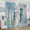 INSFBRB Sea Seahorse Curtains for Living Room, Retro Compass Wooden Nautical Coastal Ocean Seahorse Starfish Theme Rod Pocket Thermal Insulated,Window Drapes 84x84in view 4