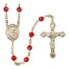 14k Gold-Filled 6mm Austrian Crystal Saint Benjamin Rosary - July Red view 1