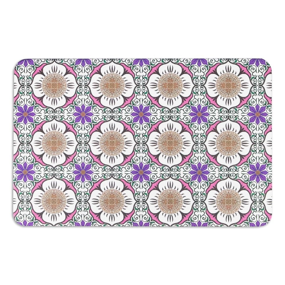 FloorPops x Artsy Mats Flower White Quick Dry Diatomite Non Slip Stone Bath Mat