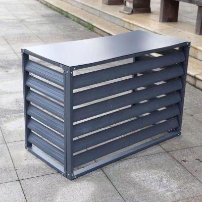 Air Conditioner Covers for Outside Units, All-Weather Outdoor Sturdy Galvanized Steel Fence AC Condenser Protective Cover, Louvered Privacy Fence Panel Screen for Garden (Color : 4 Side, Size : 110x