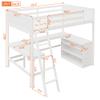 SECOLI Wooden Full Size Bed Frame Full Size Loft Bed with Shelves and Desk, Wooden Loft Bed with Desk - White view 2