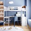 SECOLI Wooden Full Size Bed Frame Full Size Loft Bed with Shelves and Desk, Wooden Loft Bed with Desk - White view 3