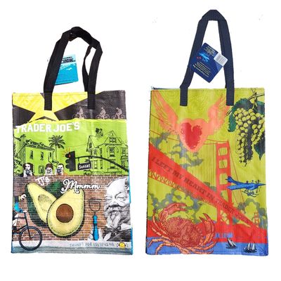 BARAKO QUEENS Trader Joe's North CAL & South CAL Reusable Shopping Eco CALIFORNIA Bags 2-Pk BUNDLE