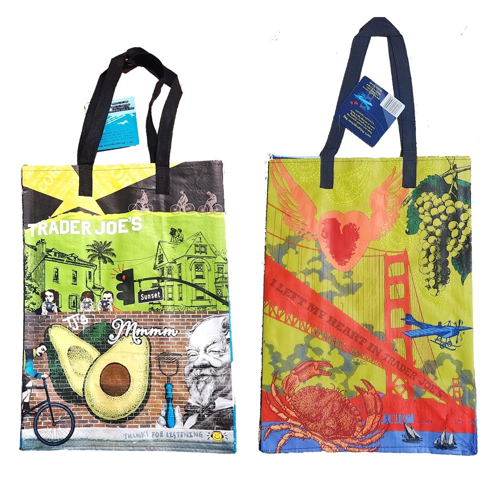 BARAKO QUEENS Trader Joe's North CAL & South CAL Reusable Shopping Eco CALIFORNIA Bags 2-Pk BUNDLE