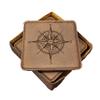 Compass Nautical Coasters - Handmade Coasters Set of 6 - Engraved Barware Decorations - Leather Bar Decor - Man Cave Father's Day Present view 1