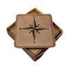 Compass Nautical Coasters - Handmade Coasters Set of 6 - Engraved Barware Decorations - Leather Bar Decor - Man Cave Father's Day Present view 1