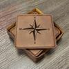 Compass Nautical Coasters - Handmade Coasters Set of 6 - Engraved Barware Decorations - Leather Bar Decor - Man Cave Father's Day Present view 2