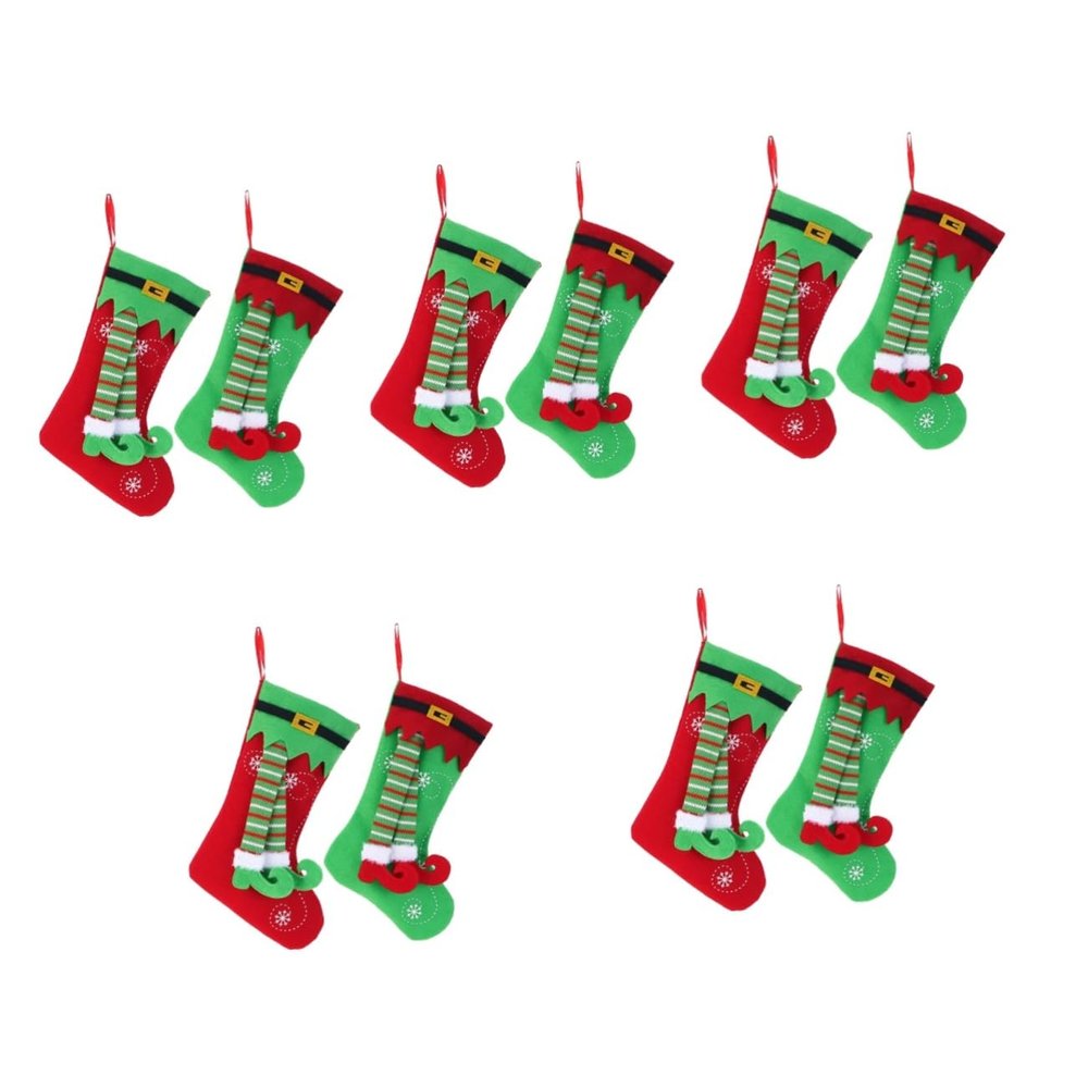 ABOOFAN 10 Pcs Leg Christmas Stocking Christmas-Tree Bag of Candy Bags for Kids Tree Stockings Decore Socks Decorations Cartoon Child Cloth