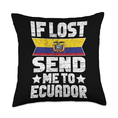 99 Gifts Ecuadorian Fan T-Shirts & Jersey Ecuadorian If Lost Send Me to Ecuador Throw Pillow, 18x18, Multicolor
