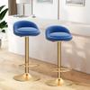 Counter Height Bar Stools, Adjustable Height Rotatable Barstools with Back and Footrest, Velvet Breakfast Bar Chairs for Kitchen Island Restaurants view 4