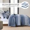 Cinefoso Boho Quilt Set Queen Size 3-Piece - Navy Blue/White Striped Bohemian Bedspread Coverlet 100% Cotton - Lightweight Quilted Comforter Beddings for All Season view 2