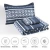 Cinefoso Boho Quilt Set Queen Size 3-Piece - Navy Blue/White Striped Bohemian Bedspread Coverlet 100% Cotton - Lightweight Quilted Comforter Beddings for All Season view 3
