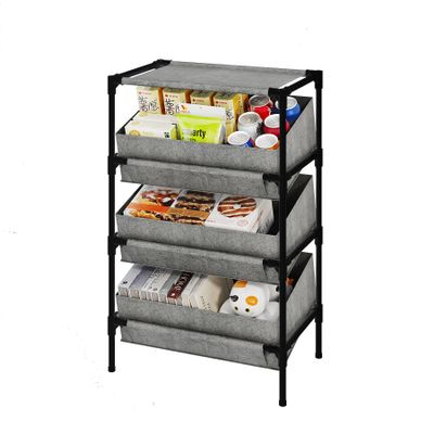 Buzowruil Storage Shelving 3-Tier Utility Shelving Unit Organizer Rack Toy Rack for Home,Office Bedroom, Living Room,Kitchen,Entryway, Grey