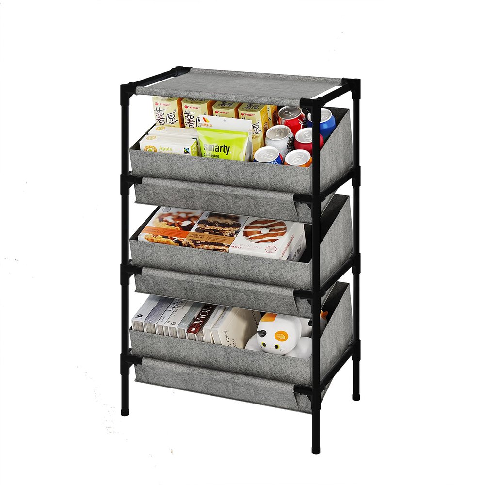 Buzowruil Storage Shelving 3-Tier Utility Shelving Unit Organizer Rack Toy Rack for Home,Office Bedroom, Living Room,Kitchen,Entryway, Grey
