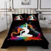 Ballet Bedspread Set King,Ballet Dancer Ballerina Quilt Set,Watercolor Tie Dye Coverlet Set,Gym Sport Bedding Set Birthday Gifts for Women Girls Teal Orange Pink Red Green Yellow Purple Black view 2