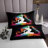 Ballet Bedspread Set King,Ballet Dancer Ballerina Quilt Set,Watercolor Tie Dye Coverlet Set,Gym Sport Bedding Set Birthday Gifts for Women Girls Teal Orange Pink Red Green Yellow Purple Black view 4