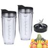 24oz Blender Cups and 7 Fins Blade for Ninja Nutri BN401, BN400, BN801, BN800, Replacement Cups with Sip and Seal Lids. (2Pcs 24oz Cups+1 Pc Blade)- BPA Free. view 1