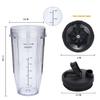 24oz Blender Cups and 7 Fins Blade for Ninja Nutri BN401, BN400, BN801, BN800, Replacement Cups with Sip and Seal Lids. (2Pcs 24oz Cups+1 Pc Blade)- BPA Free. view 4