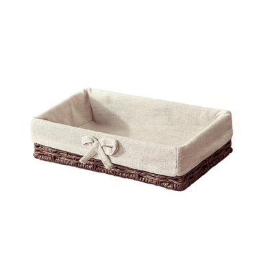 Handmade Wicker Baskets for Organizing Storage Basket Storage Basket with Liner Small Rectangular Handmade Basket for Sundries Baskets Trays Bedroom Bathroom Woven Decorative (Brown)